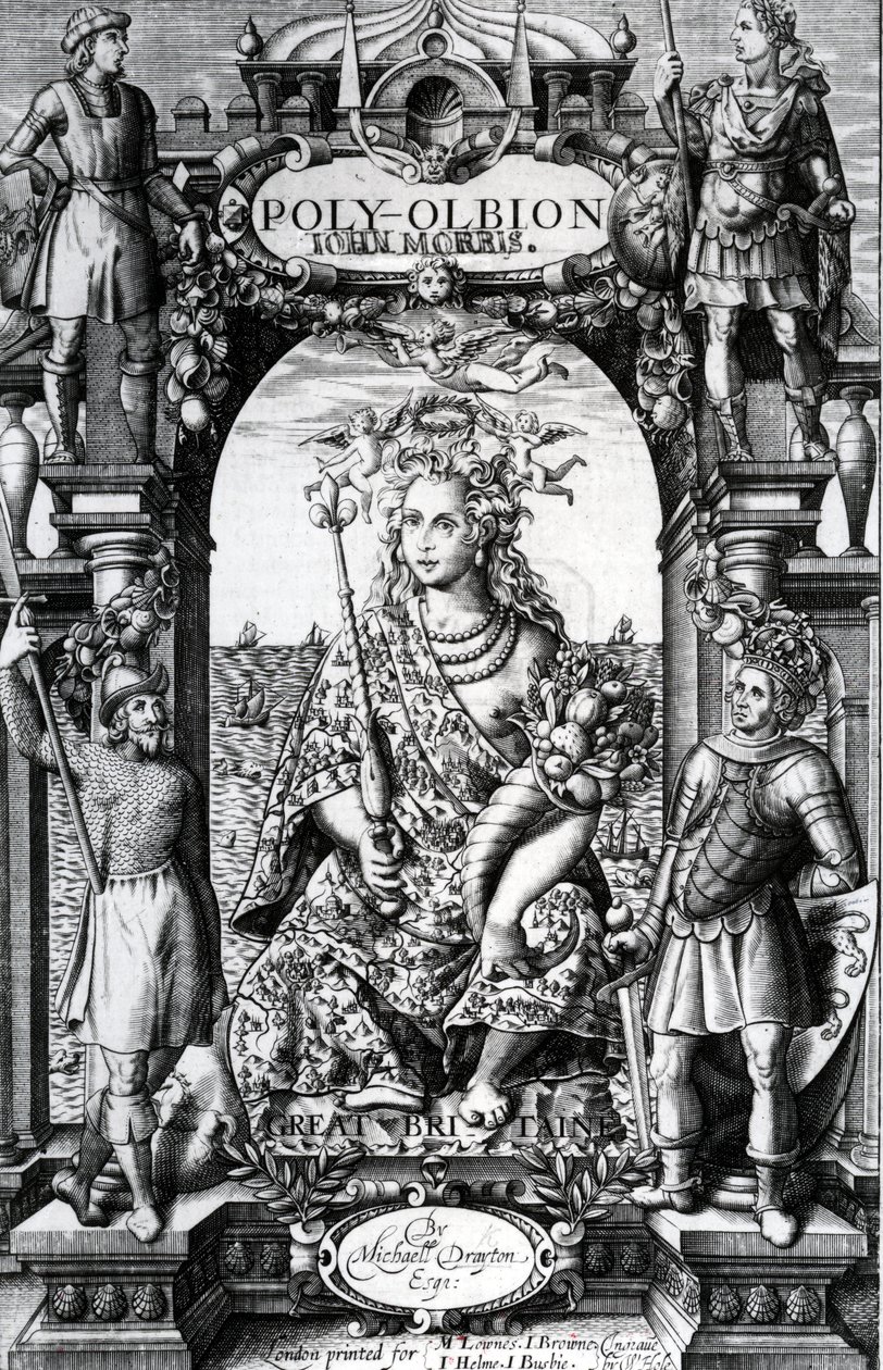 Frontispis knihy "Poly-Olbion" od Michaela Draytona, vydané v roce 1622 od William Hole