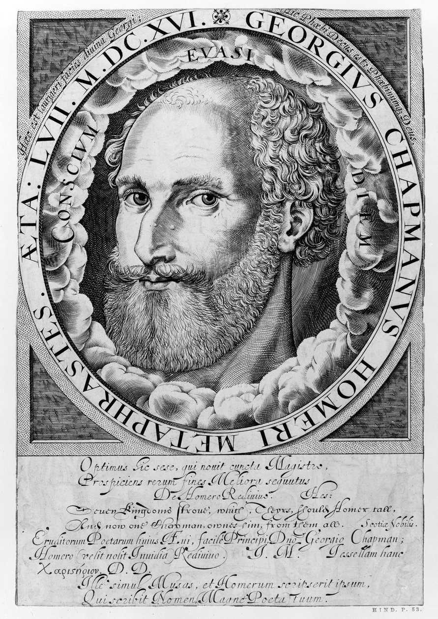 Portrét George Chapmana (asi 1559-1634) asi 1609-10 od William Hole