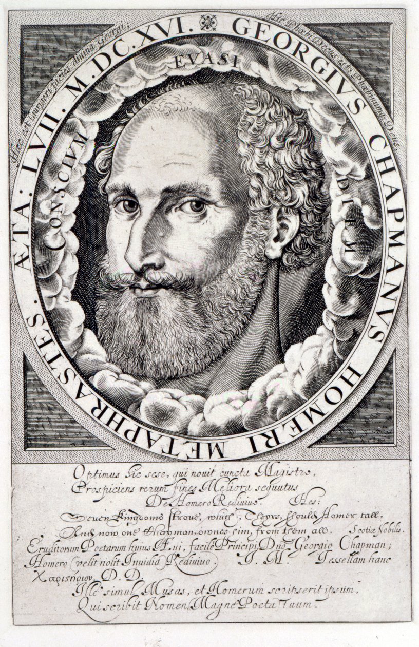 Portrét George Chapmana (asi 1559-1634) asi 1609-10 od William Hole