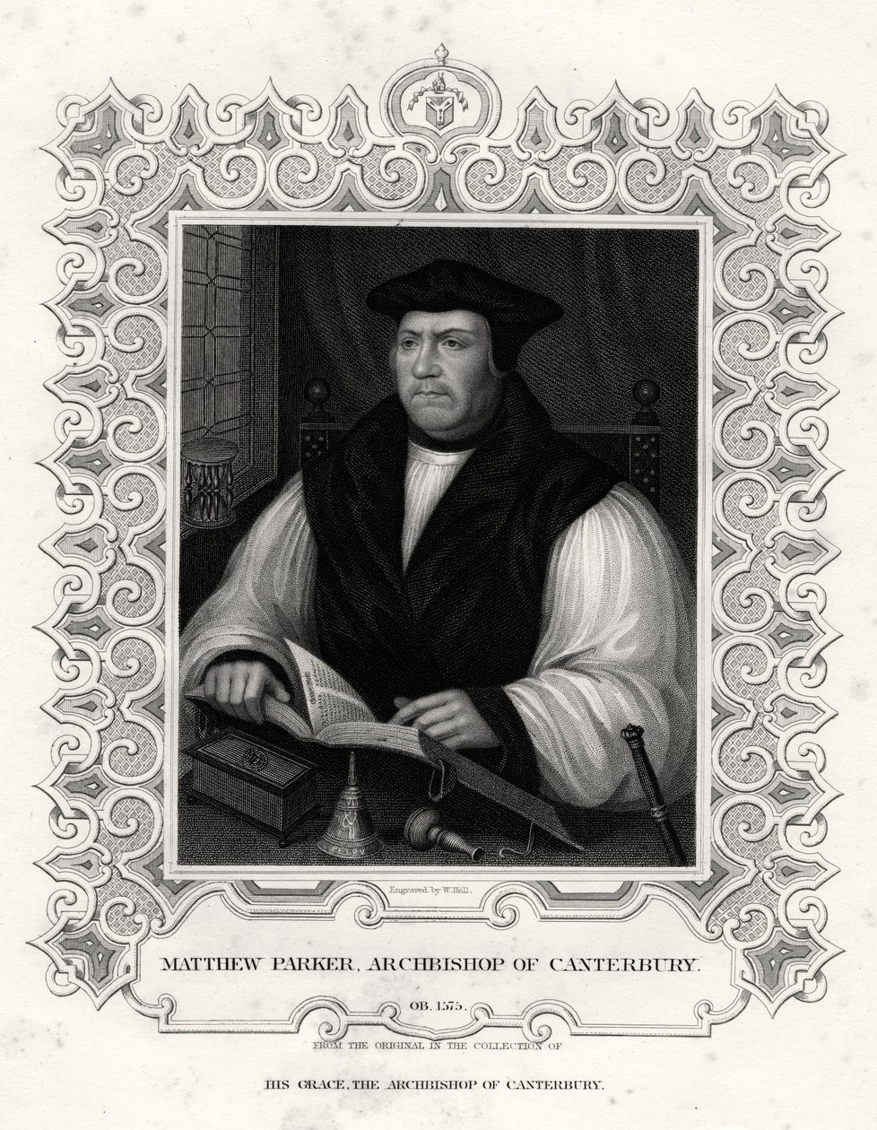 Matthew Parker, arcibiskup z Canterbury, 19. století od William Holl