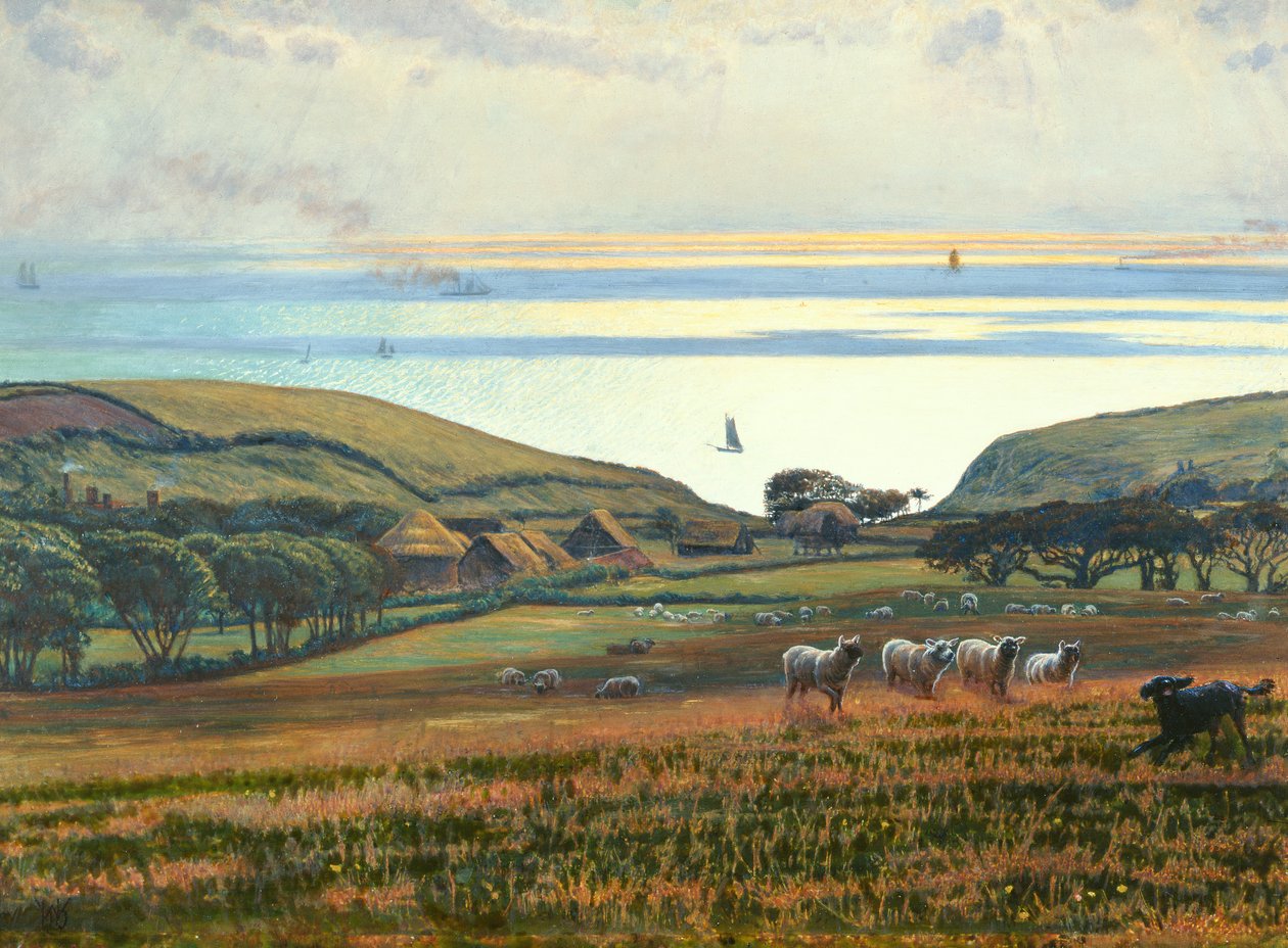 Fairlight Downs, sluneční světlo na moři od William Holman Hunt
