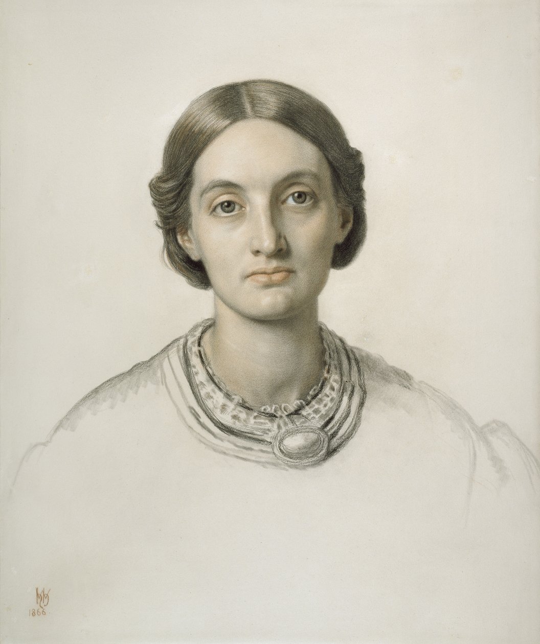 Fanny Holman Hunt (červená a černá křída) od William Holman Hunt