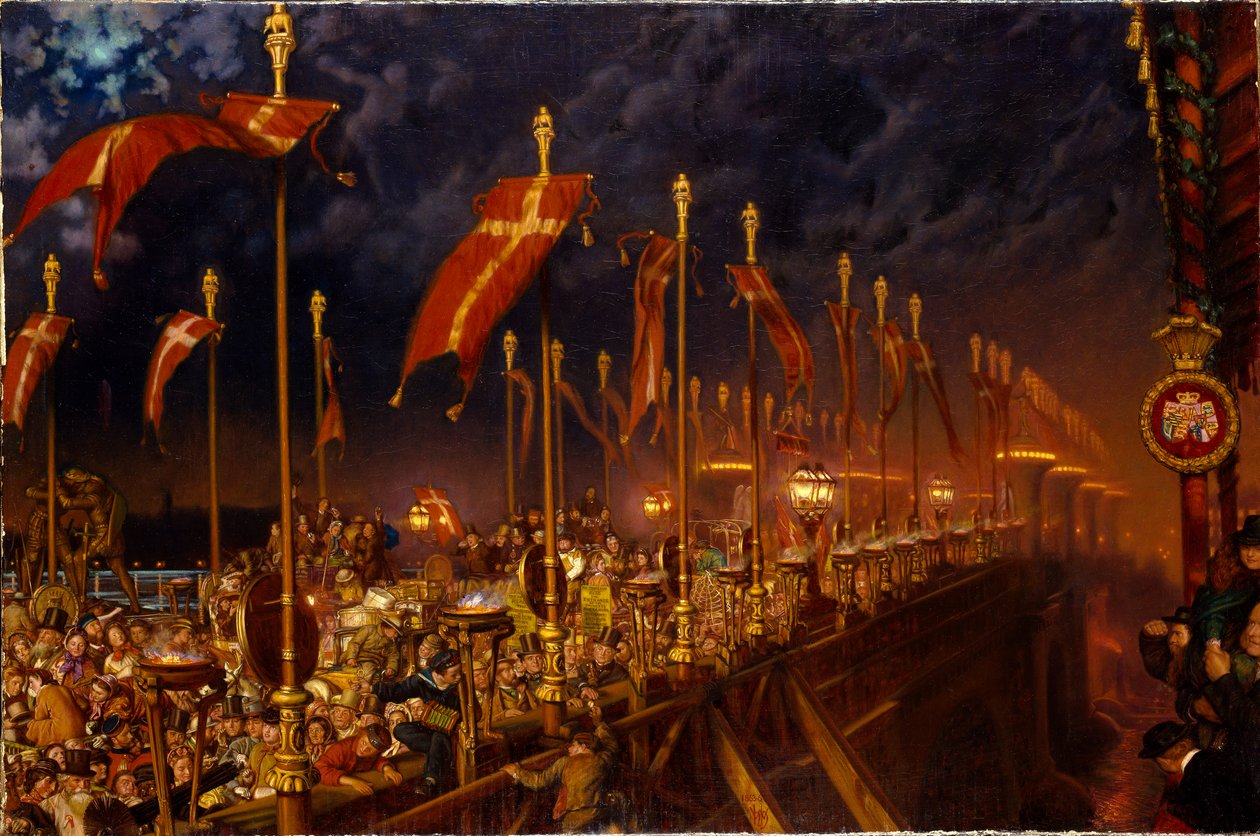 London Bridge v noci sňatku prince a princezny z Walesu, 1863 od William Holman Hunt