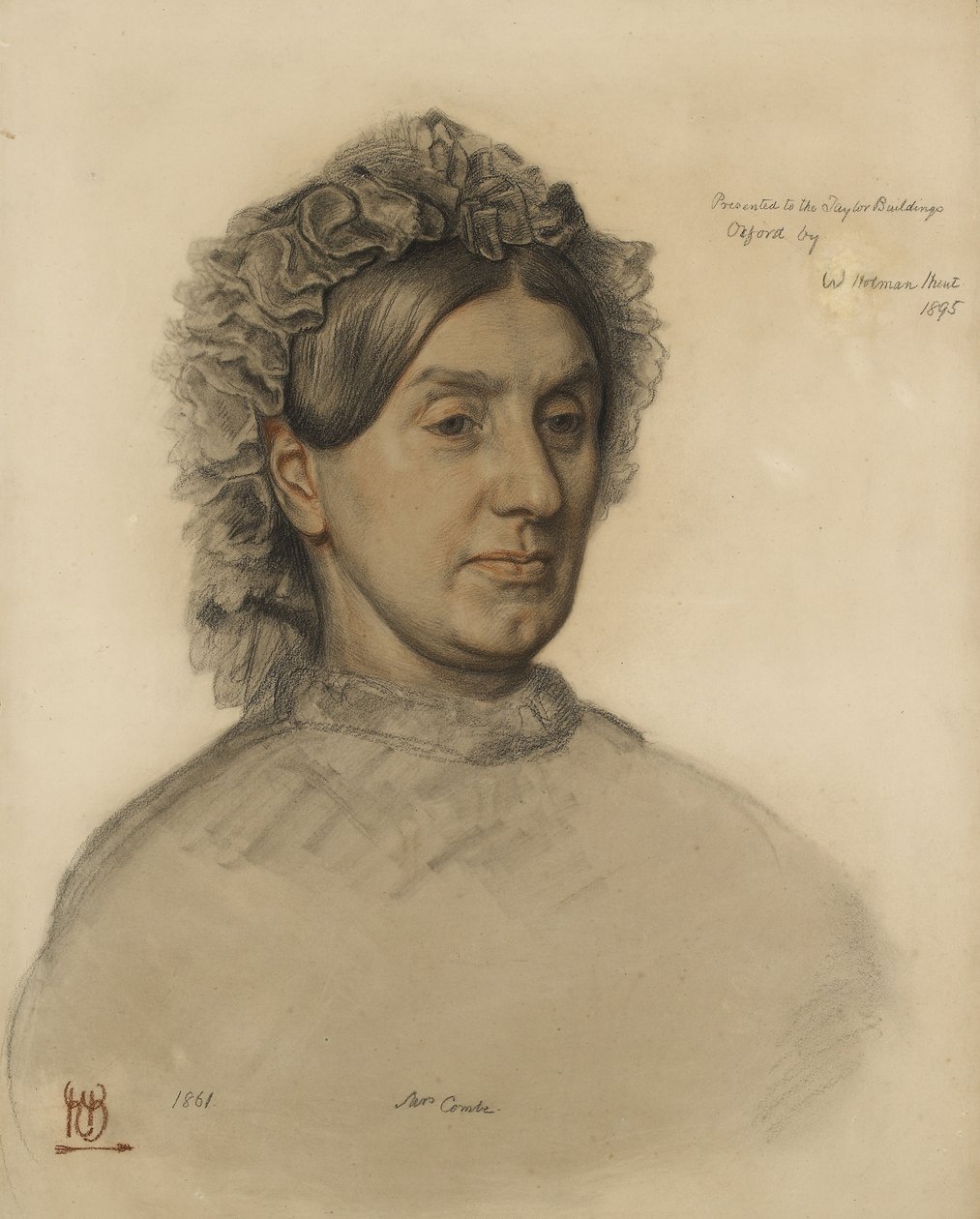 Paní Thomas Combe (1806-1893) (červená a černá křída) od William Holman Hunt