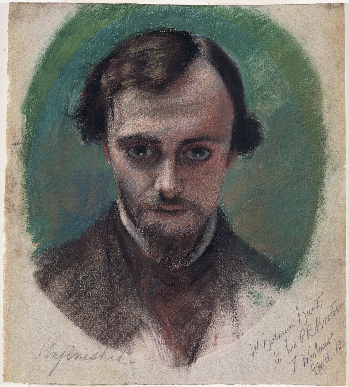 Portrét Dante Gabriel Rossetti (1828-82) 1853 (pastel a barevné křídy na papíře) od William Holman Hunt