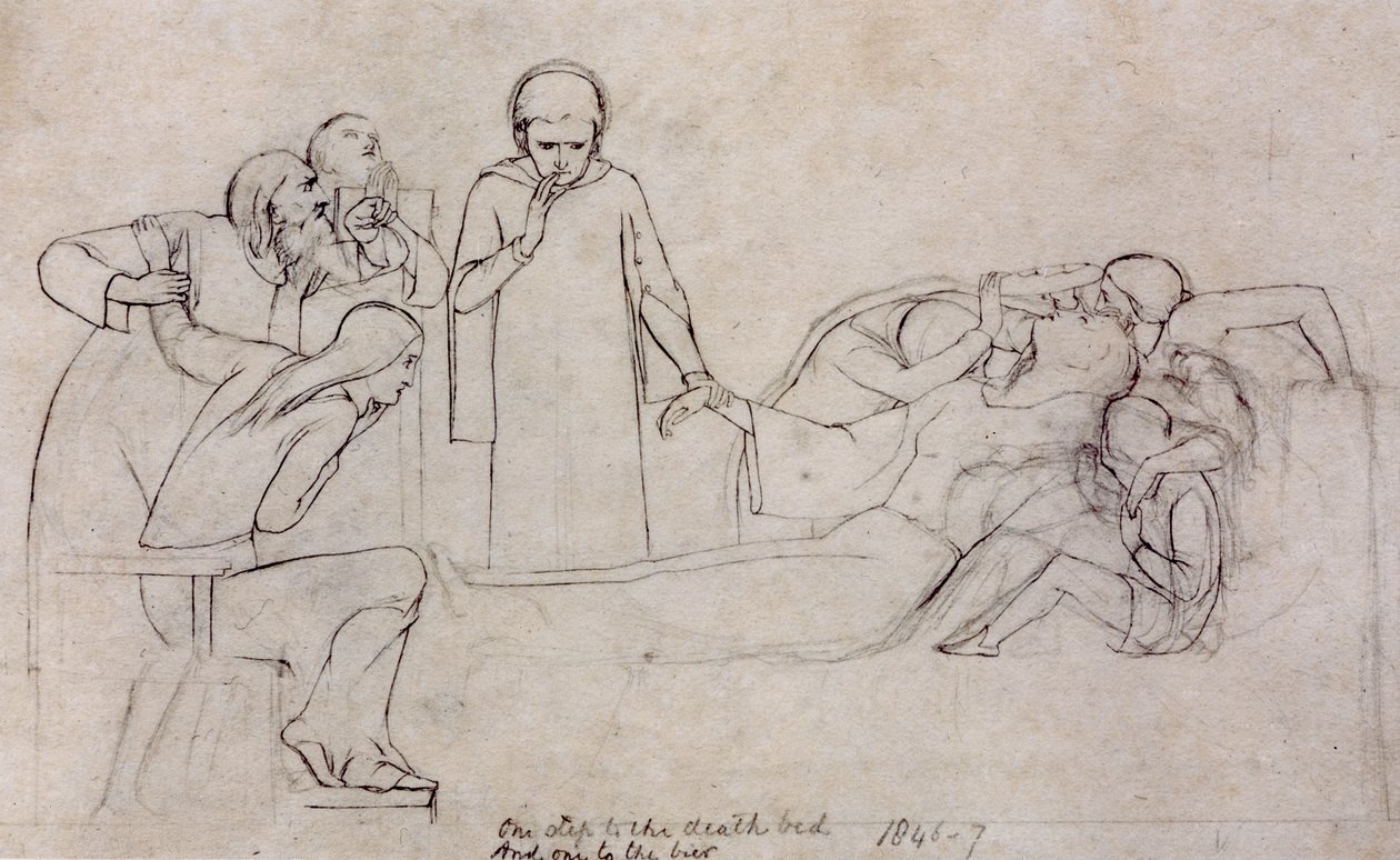 Studie k postavám doktora, truchlících a Minervy, 1846 od William Holman Hunt