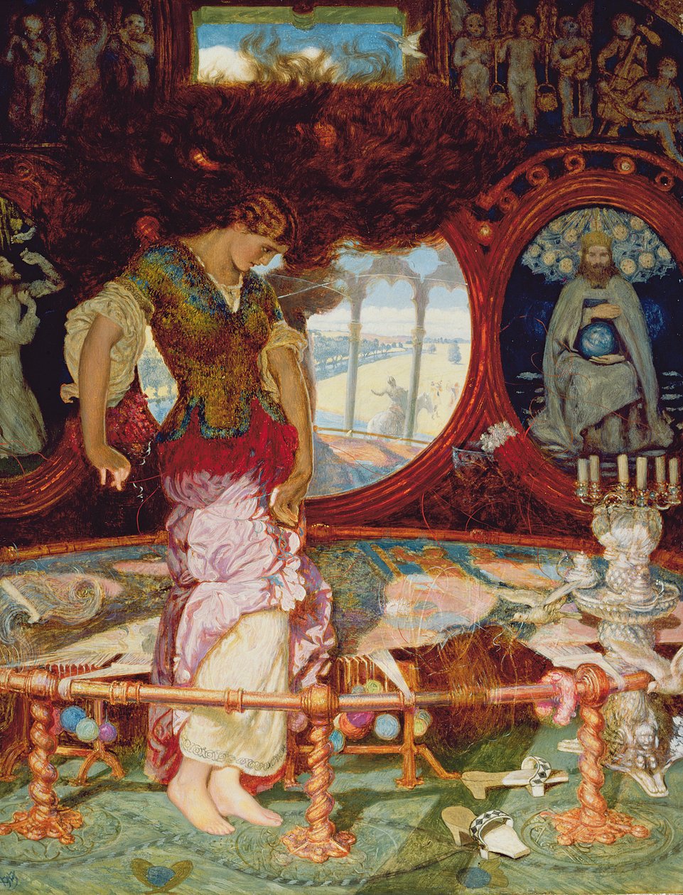 The Lady of Shalott, c.1886-1905 (olej na panelu) (viz také 495754) od William Holman Hunt