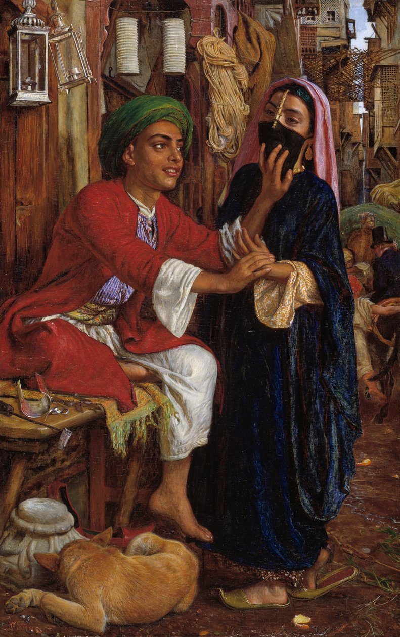 Námluvy výrobce lucerny, pouliční scéna v Káhiře od William Holman Hunt
