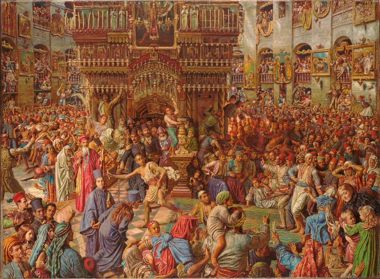 Zázrak posvátného ohně, kostel Božího hrobu od William Holman Hunt