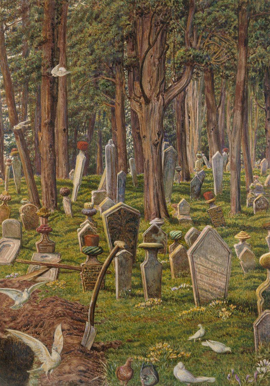 Spící město: hřbitov Pera, Konstantinopol, 1856 - 1888 (akvarel na papíře) od William Holman Hunt