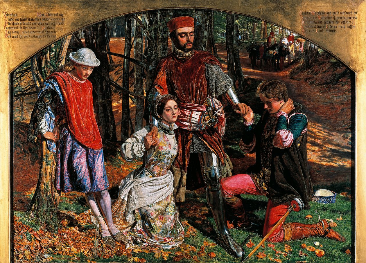 Valentino zachraňuje Silvii před Proteem od William Holman Hunt