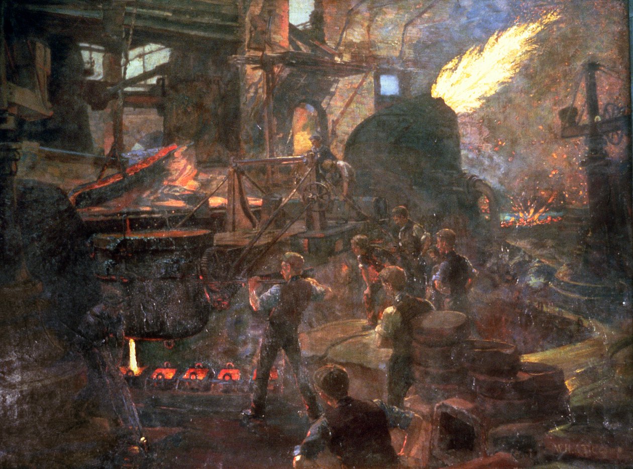 Bohatství Anglie: Bessemerův proces výroby oceli, 1895 od William Holt Yates Titcomb