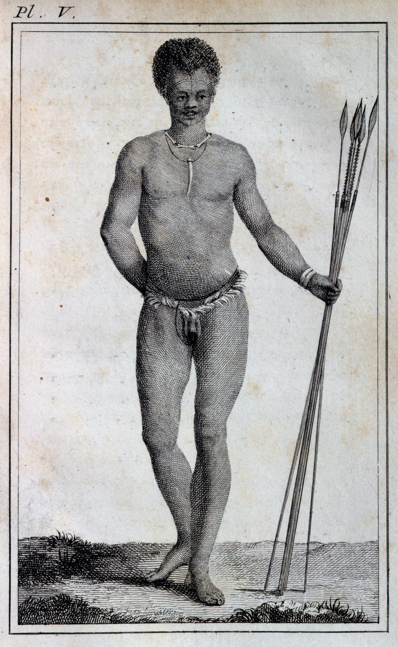 Muž Khoikhoi (Hottentot), z Cest Le Vaillant do vnitrozemí Afriky přes Mys Dobré naděje, v letech 1783 od William Home Lizars