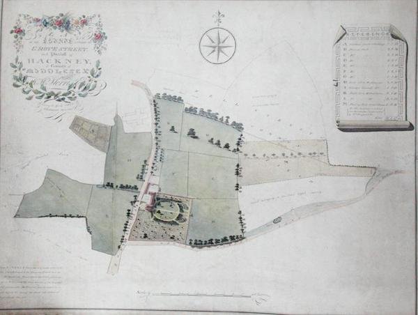 Plán pozemku na Grove Street ve farnosti Hackney od William Hurst Ashpitel