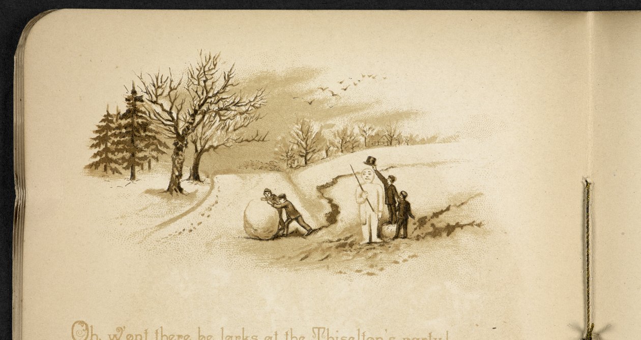 Děti a sněhulák. Prázdninový vlak: píseň „Dulce Domum“ ... Ilustroval W. J. Webb.  Frederick Langbridge  Londýn, 1891 od William J. Webbe or Webb