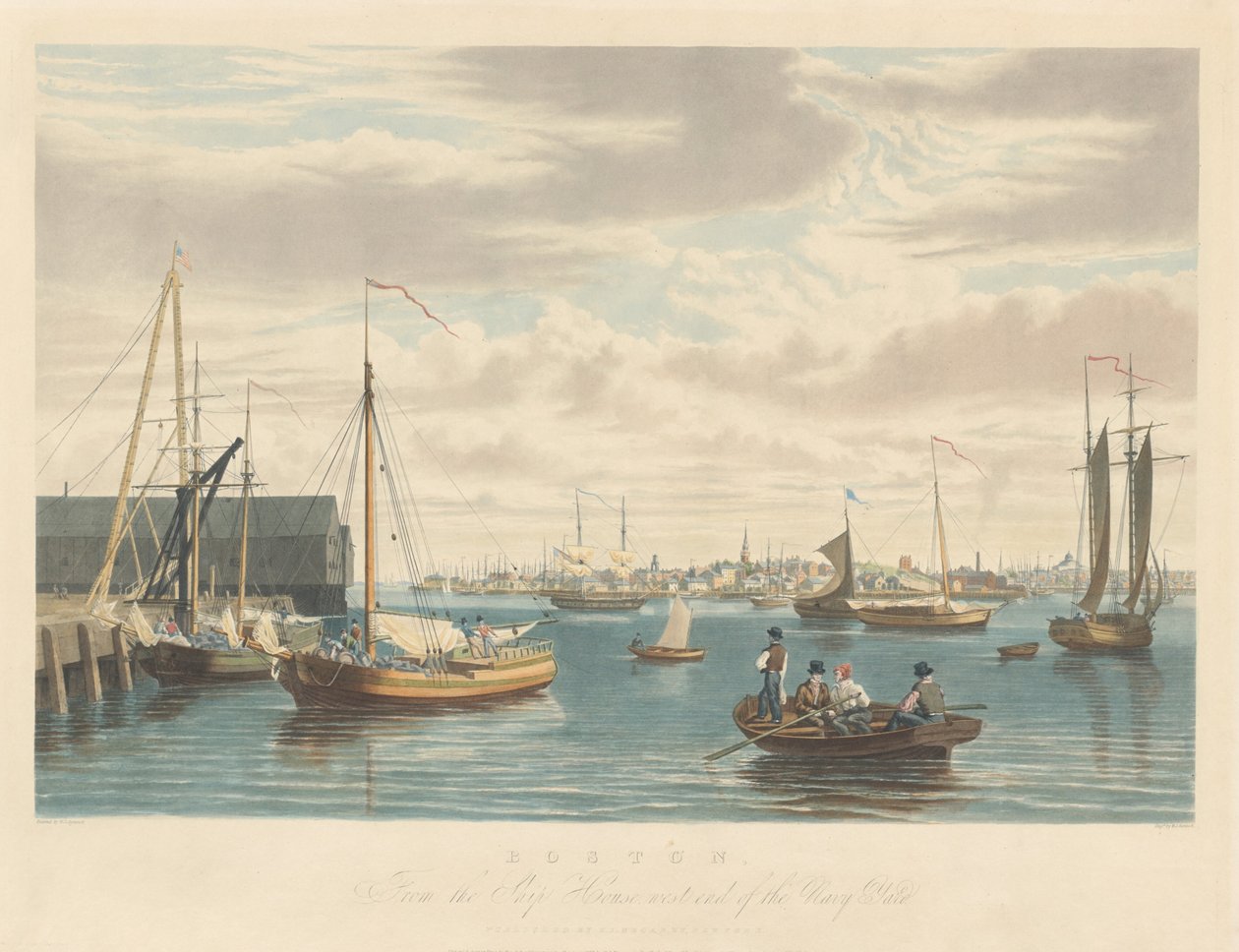 Boston: od Ship House na západním konci námořní loděnice od William James Bennett