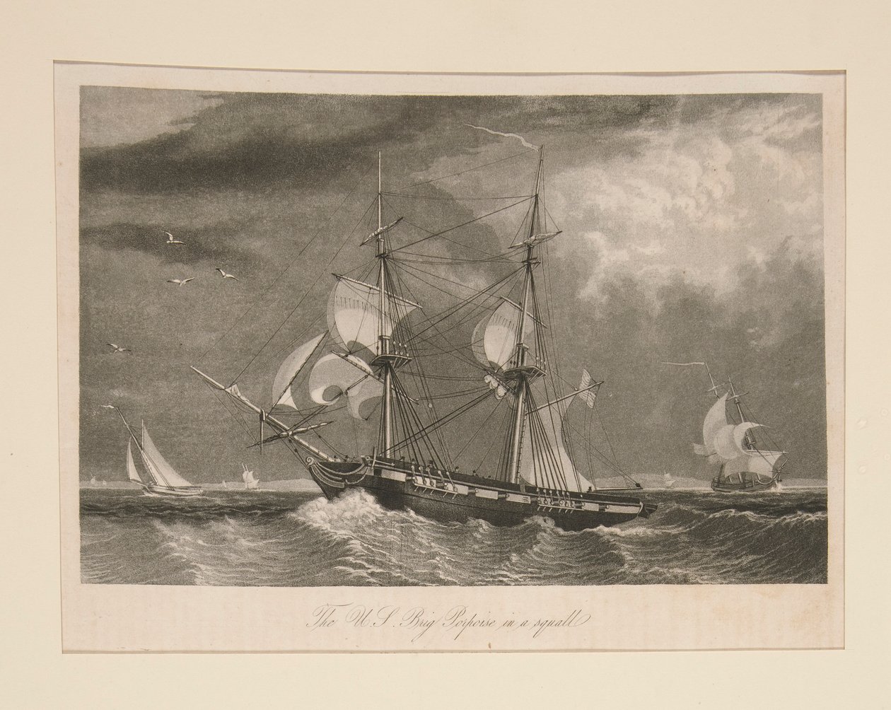 US Brig Porpoise ve bouři od William James Bennett