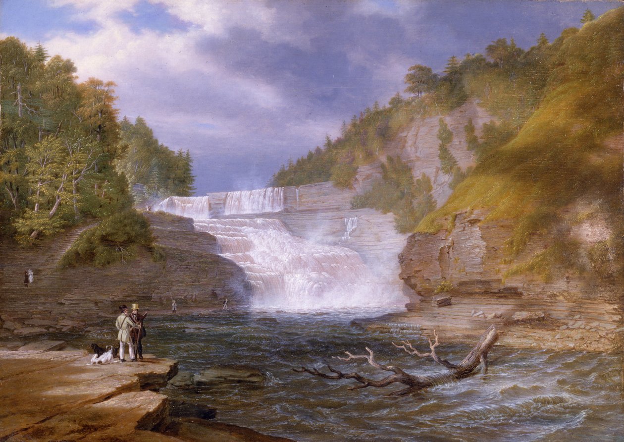 Trenton High Falls, 1835 (olej na dřevěné desce) od William James Bennett