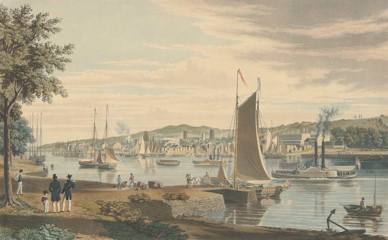 Troy: Převzato ze Západního břehu Hudsonu před Arsenalem Spojených států, hospoda 1838. od William James Bennett