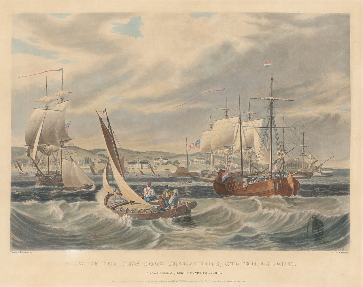 Pohled na newyorskou karanténu, Staten Island od William James Bennett