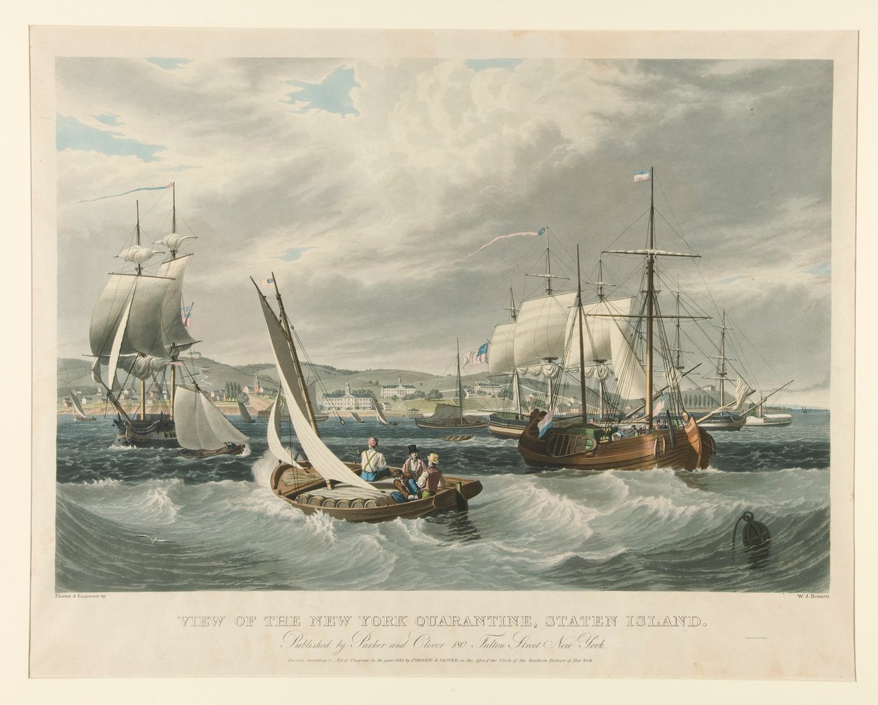 Pohled na newyorskou karanténu, Staten Island. od William James Bennett