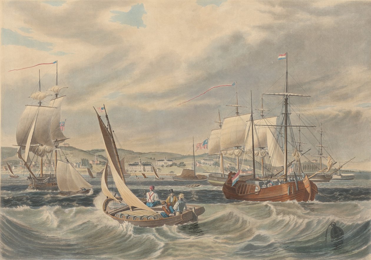 Pohled na newyorskou karanténu, Staten Island, publikoval 1833. od William James Bennett