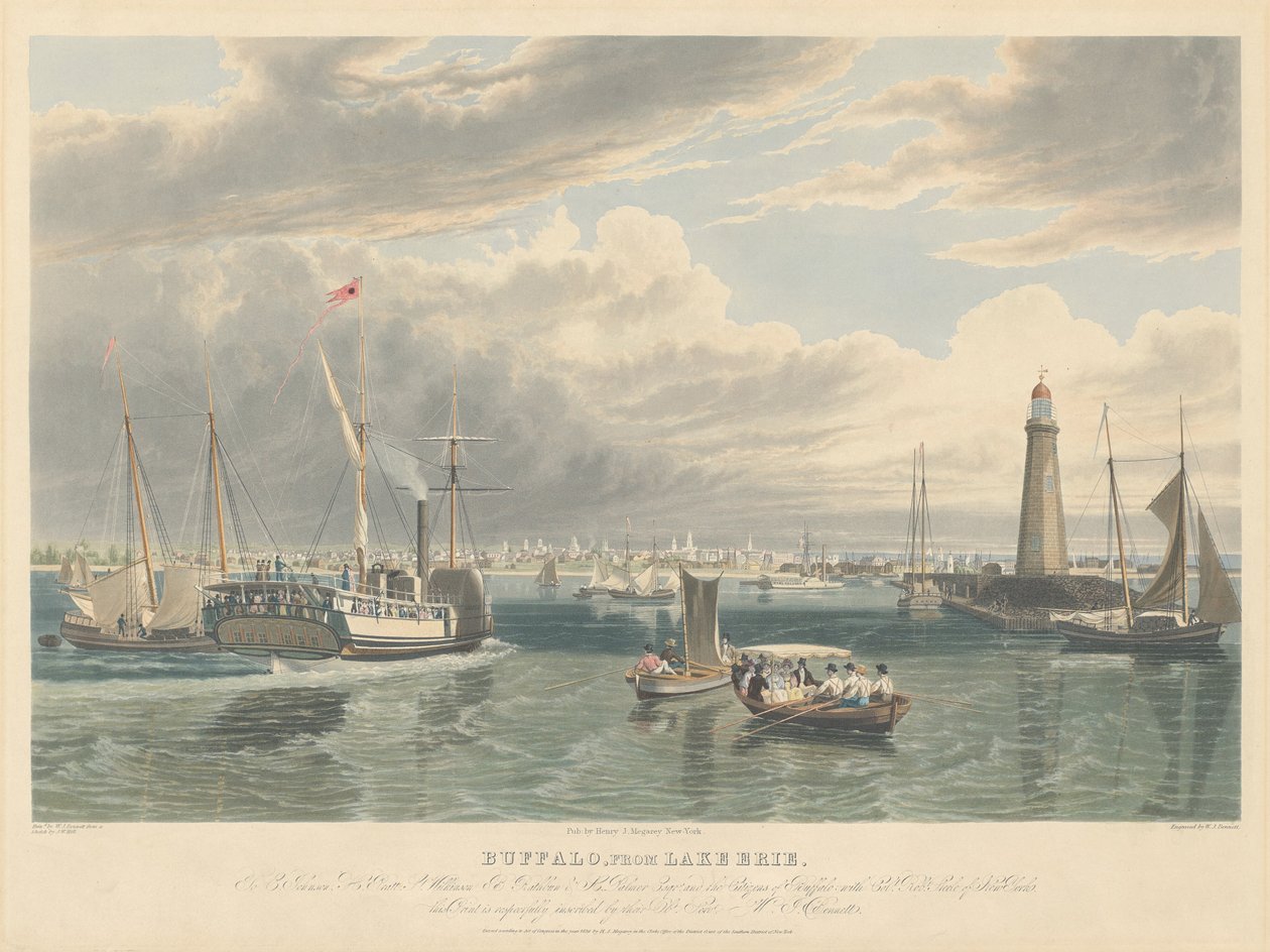 Buffalo, z jezera Erie od William James Bennett after John William Hill
