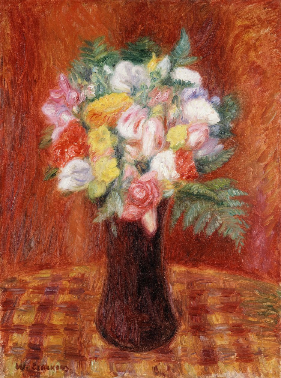 Kytice ve fialové váze od William James Glackens