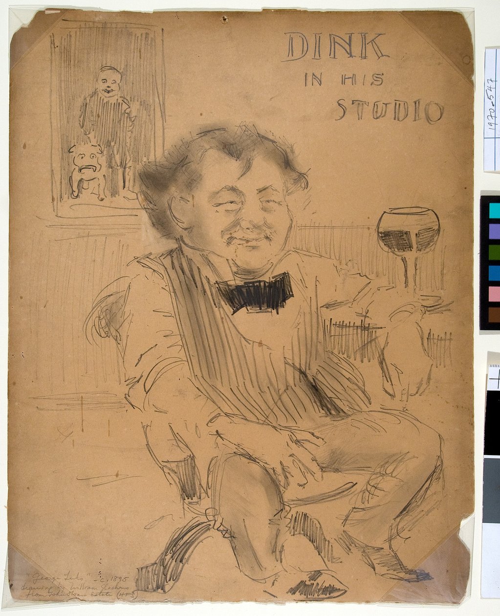 Dink ve svém studiu, kolem roku 1895 (grafit a dřevěné uhlí na bristolské desce) od William James Glackens