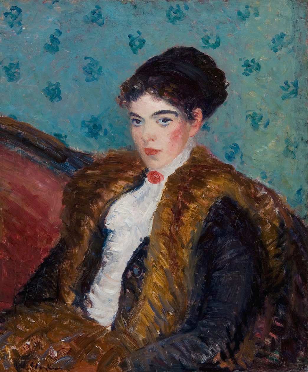 Dívka s liščími kožešinami od William James Glackens