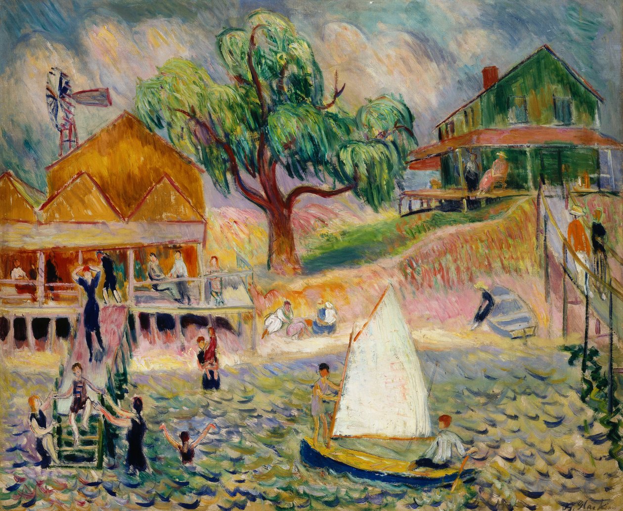 The Green Beach Cottage, Bellport, Long Island, cca 1911-1916 (olej na plátně) od William James Glackens