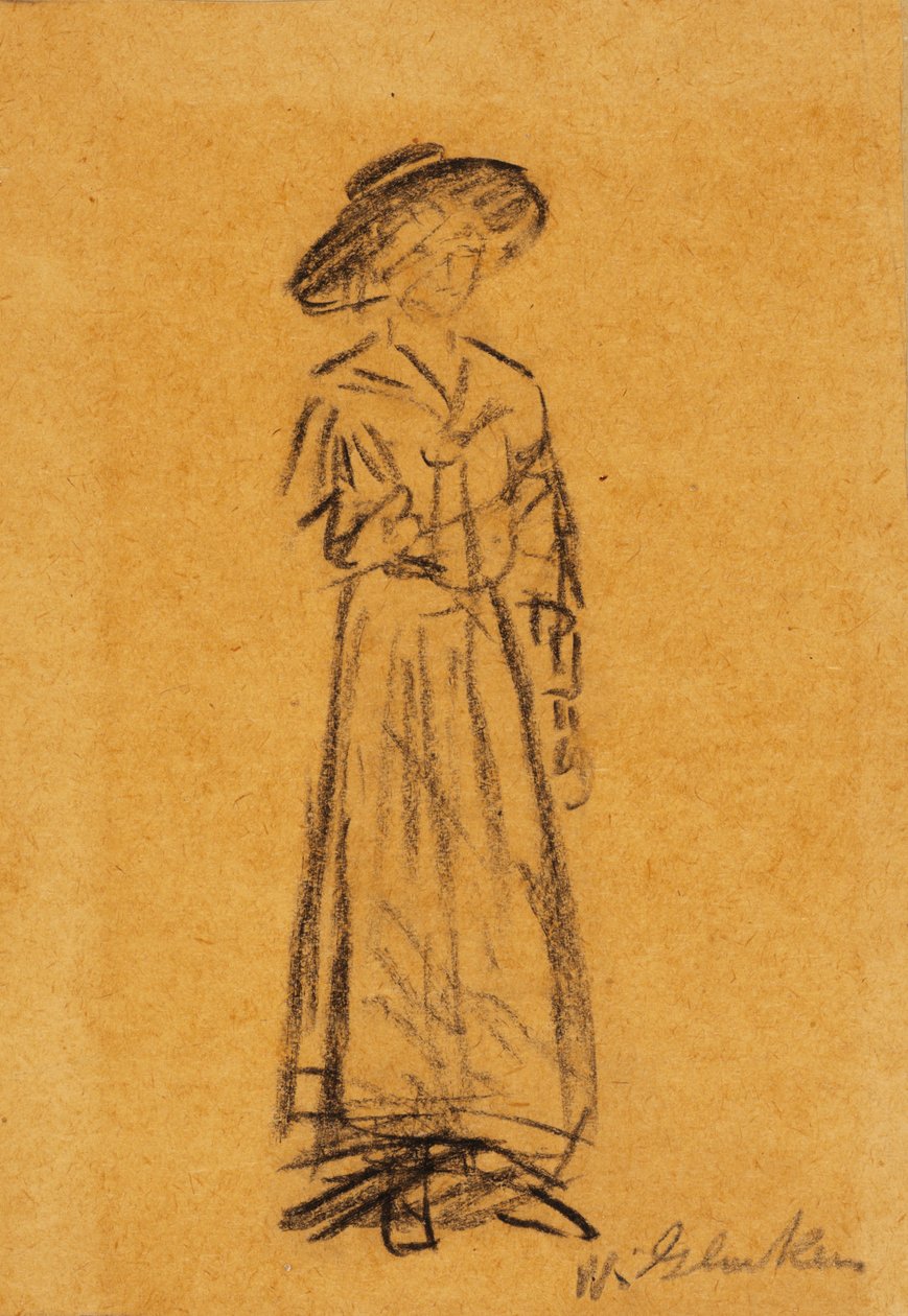 Žena s kloboukem se širokou krempou od William James Glackens