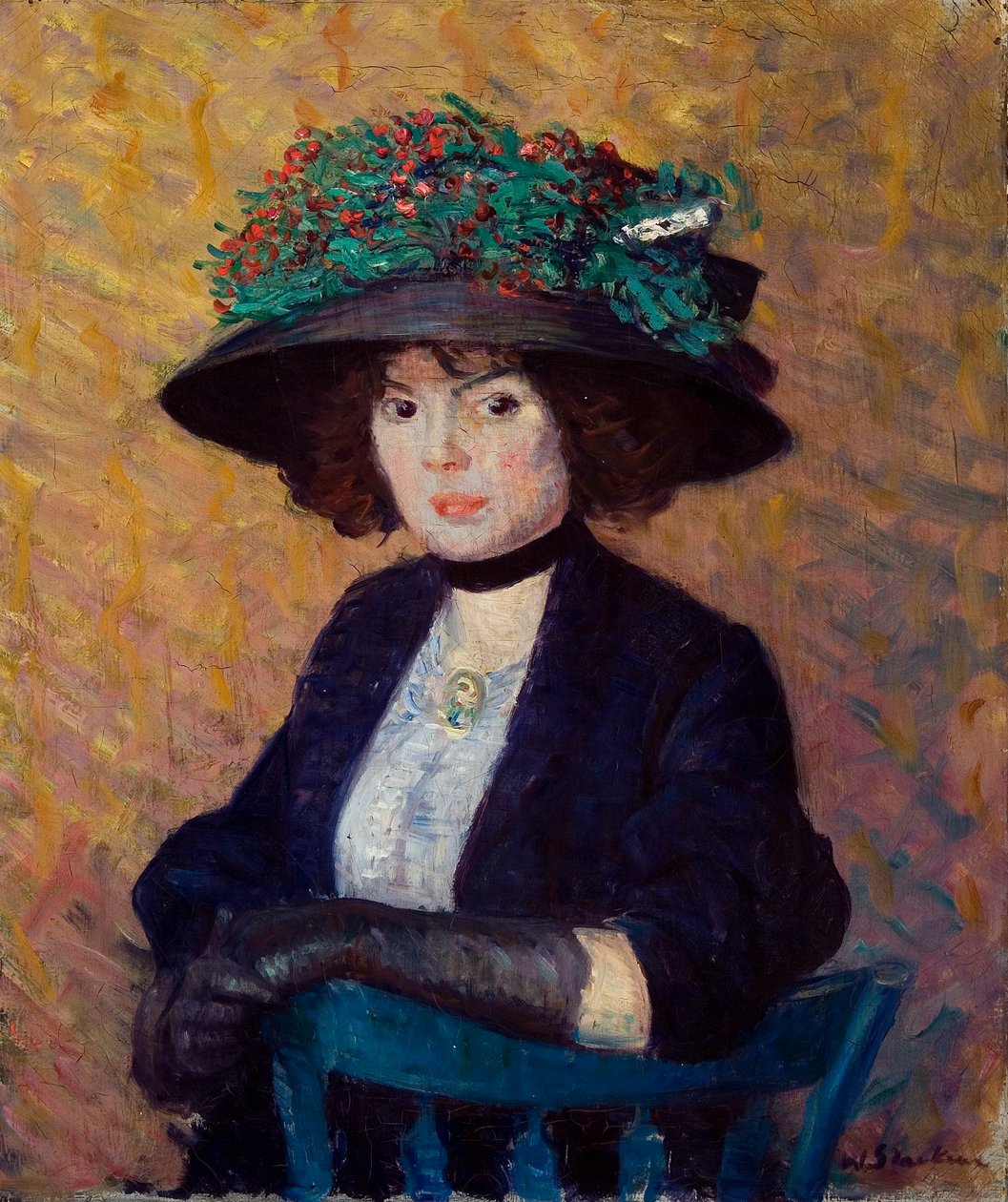 Žena se zeleným kloboukem od William James Glackens