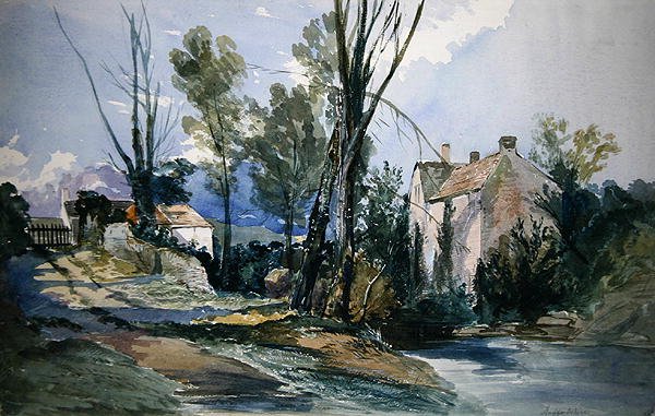 Staffordshire Mill (akvarel na papíře) od William James Muller