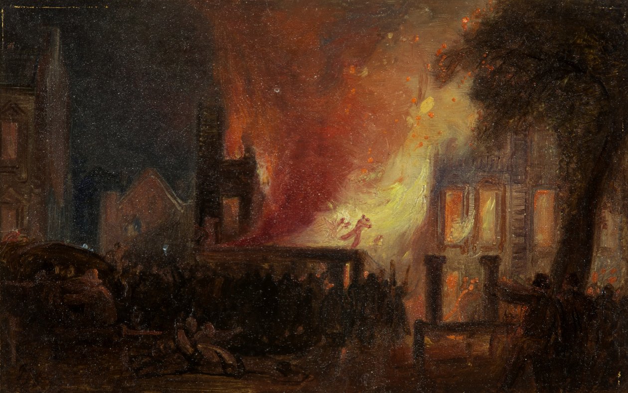 Bristol Riots: The Burning of Queen Square: Custom House od William James Muller