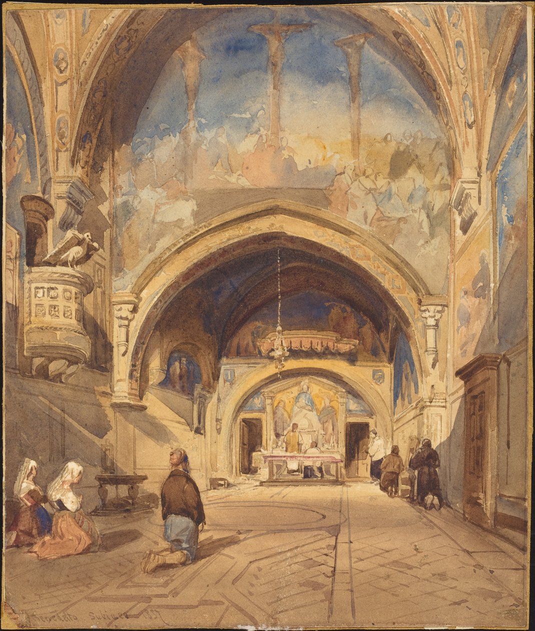 Interiér kostela San Benedetto, Subiaco od William James Muller