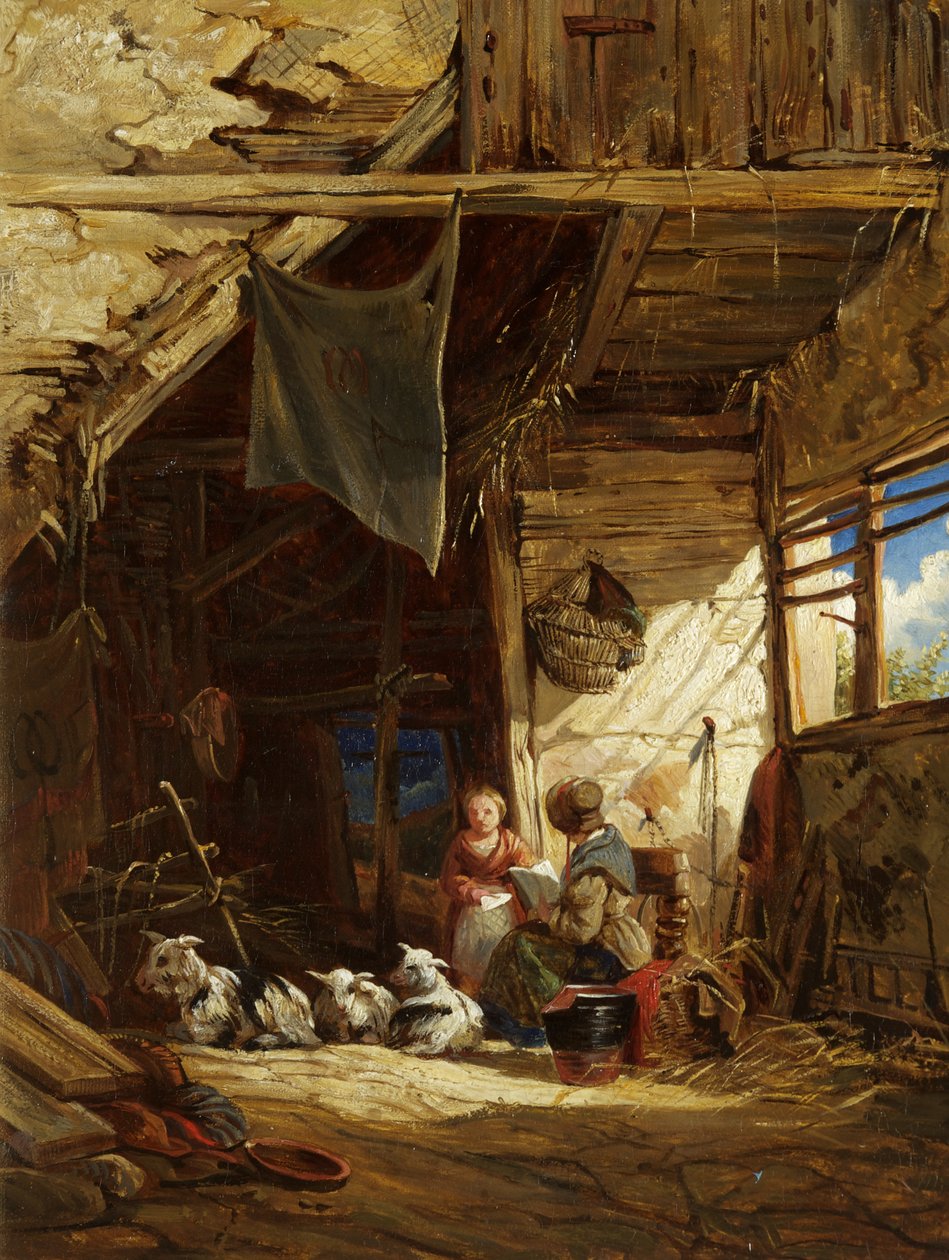 Interiér s kozami - Bettws-y-Coed od William James Muller