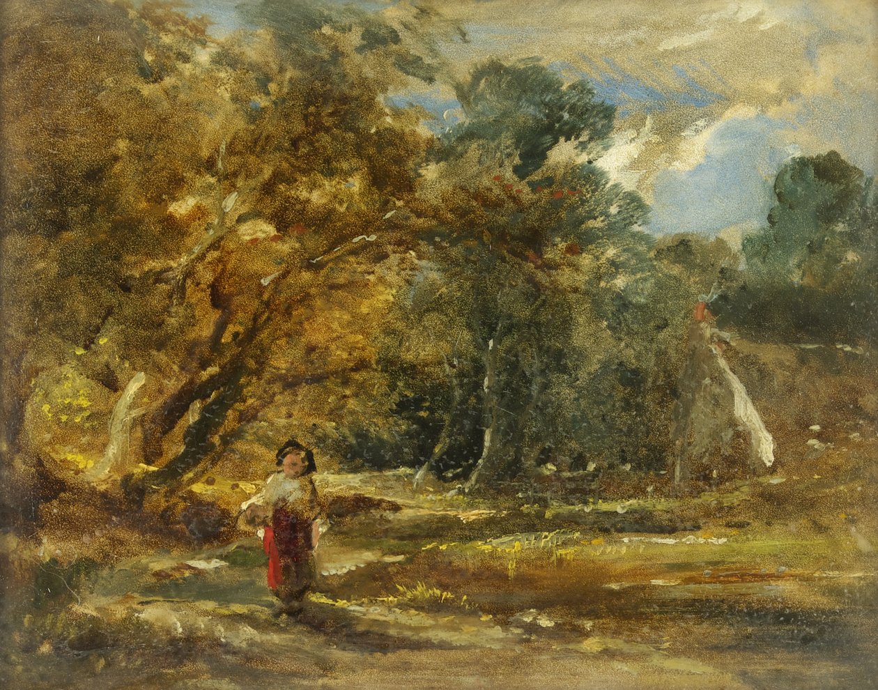 Krajina s dívkou (olej na palubě) od William James Muller