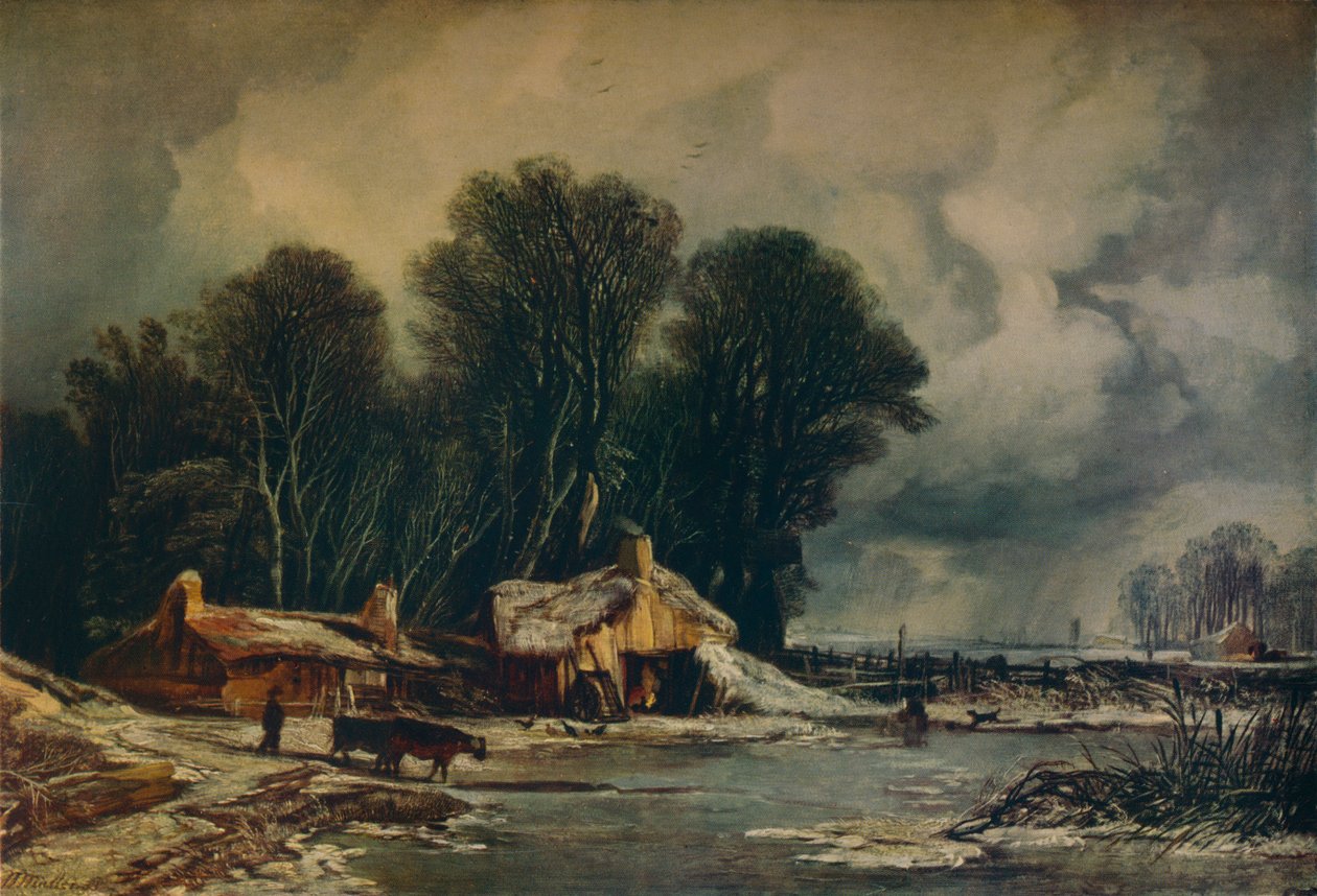 Krajina se starými chalupami: Zima, 1833 od William James Muller