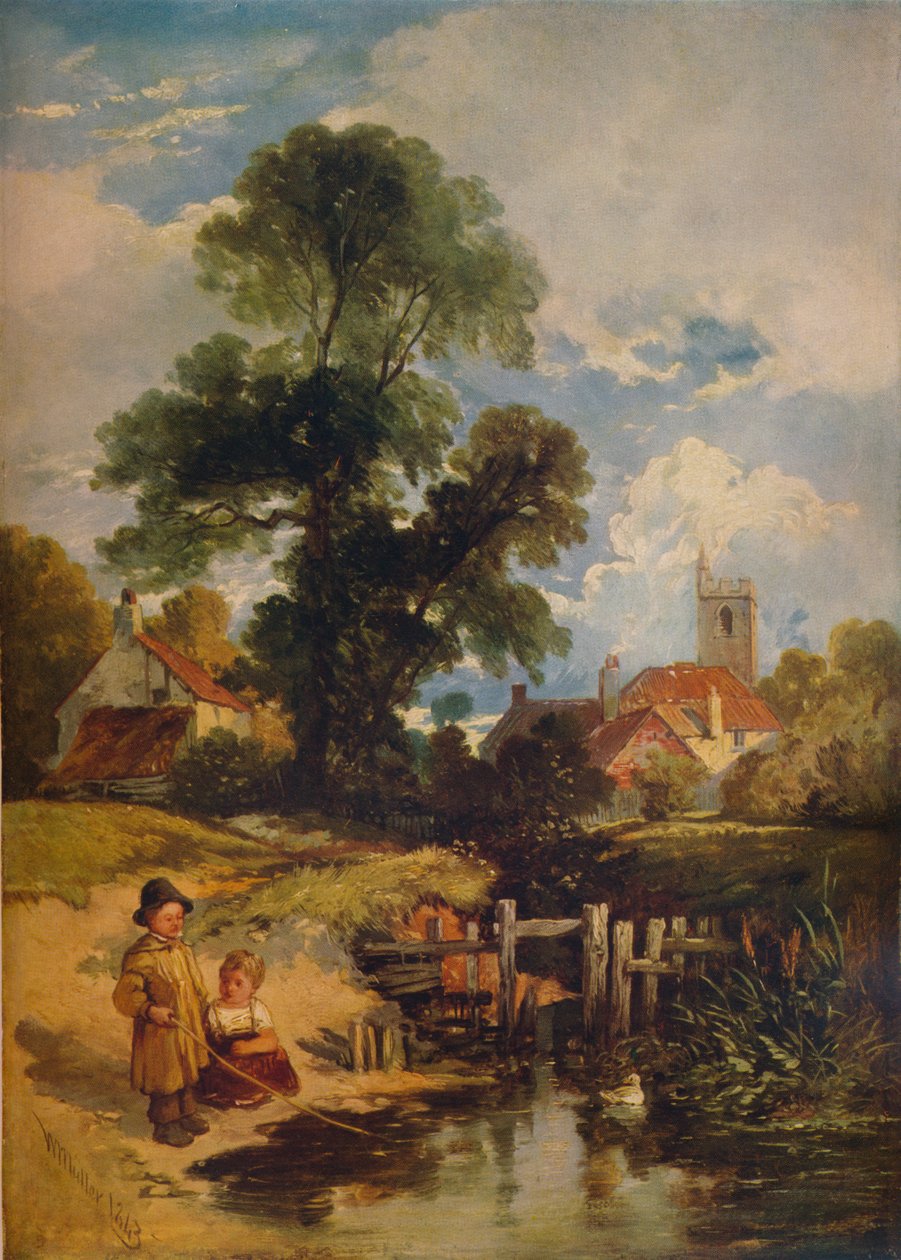 Scéna na řece s dětmi Mladí rybáři, 1843 od William James Muller