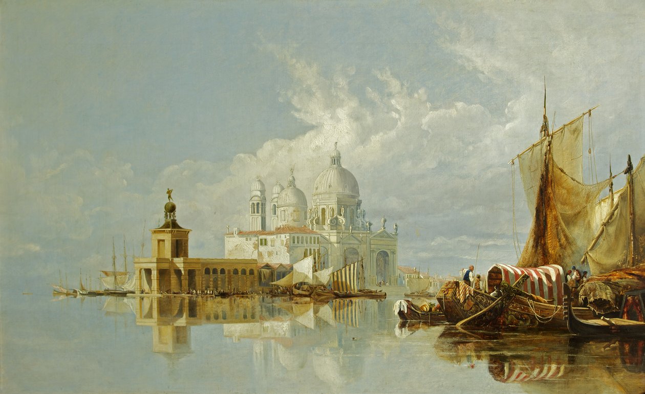Santa Maria della Salute, Benátky, Itálie (olej na plátně) od William James Muller