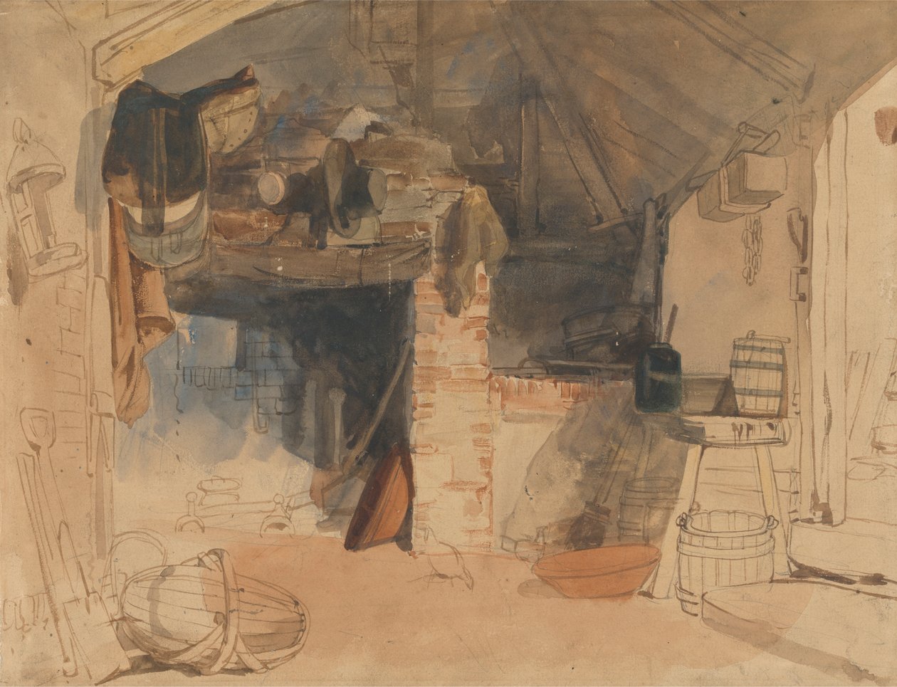 Studie rustikální interiérové scény od William James Muller