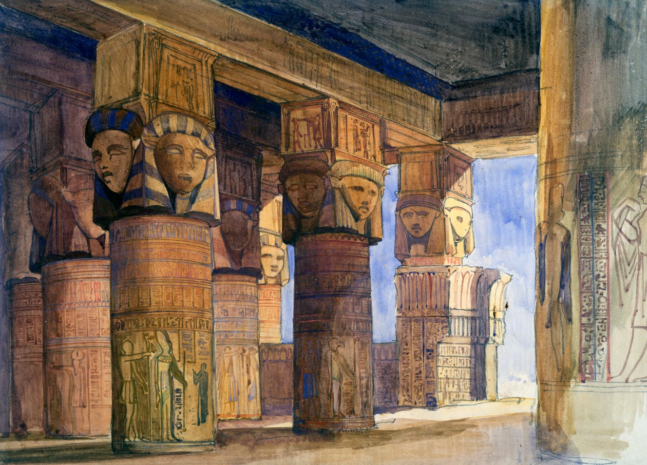 Chrám Denderah, Horní Egypt, 1839 od William James Muller