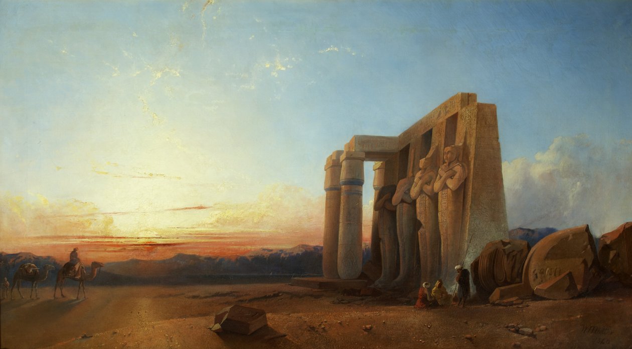 Ramesseum v Thébách, západ slunce od William James Muller