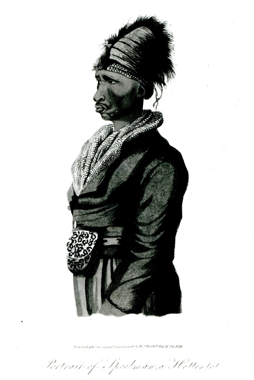 Portrét Speelmana, Hotentota, 1814 od William John Burchell