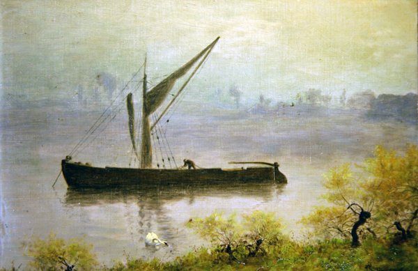 Jarní ráno na Temži (olej na panelu) od William John Hennessy