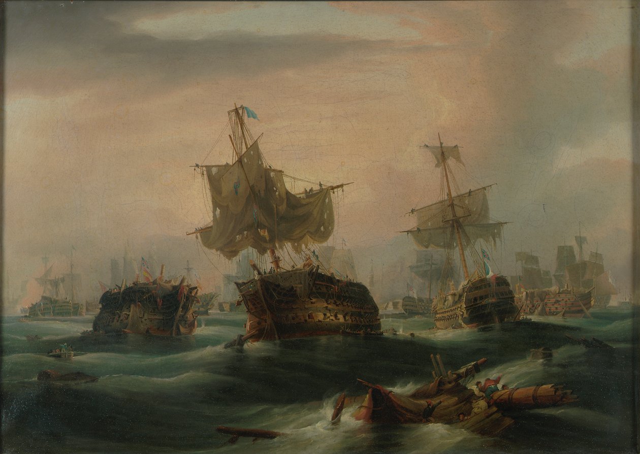 Bitva u Trafalgaru, 21. října 1805 : "Závěr akce", asi 1837 (olej na plátně) od William John Huggins