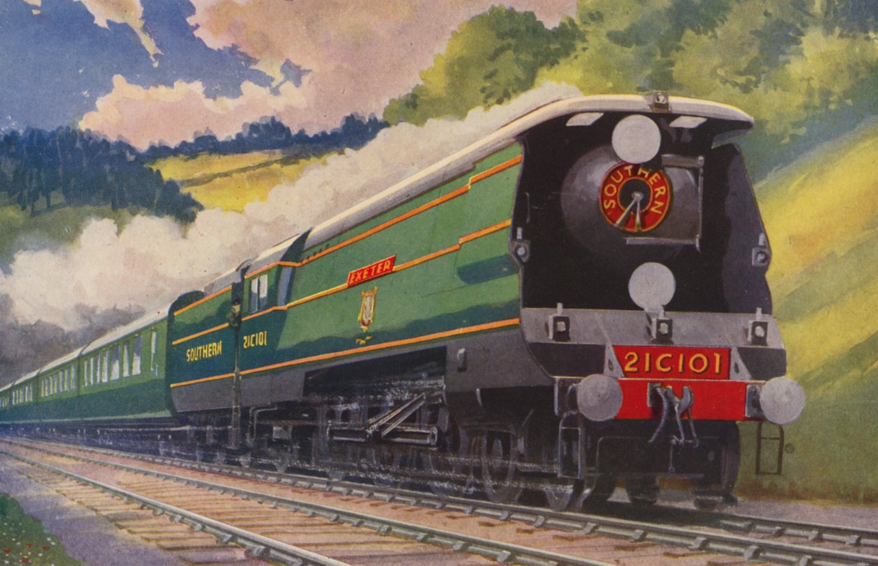 Expres na hlavní trati Southern Railway (barevná litografie) od William John Patton McDowell
