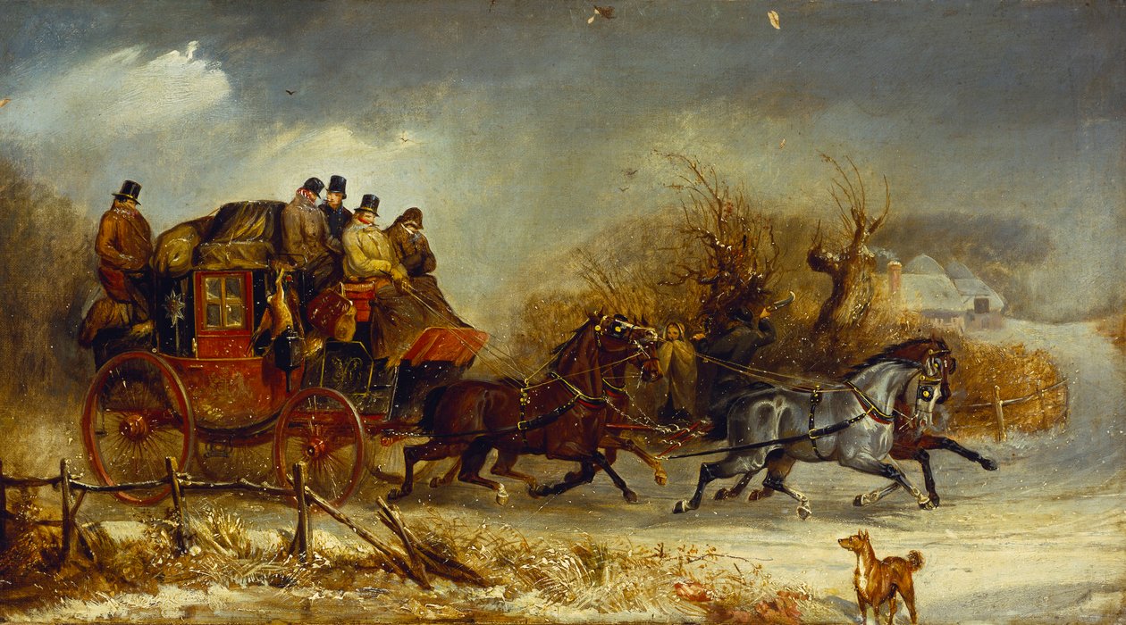 Koučovací scéna - Přes čtyři roční období: Zima od William Joseph Shayer