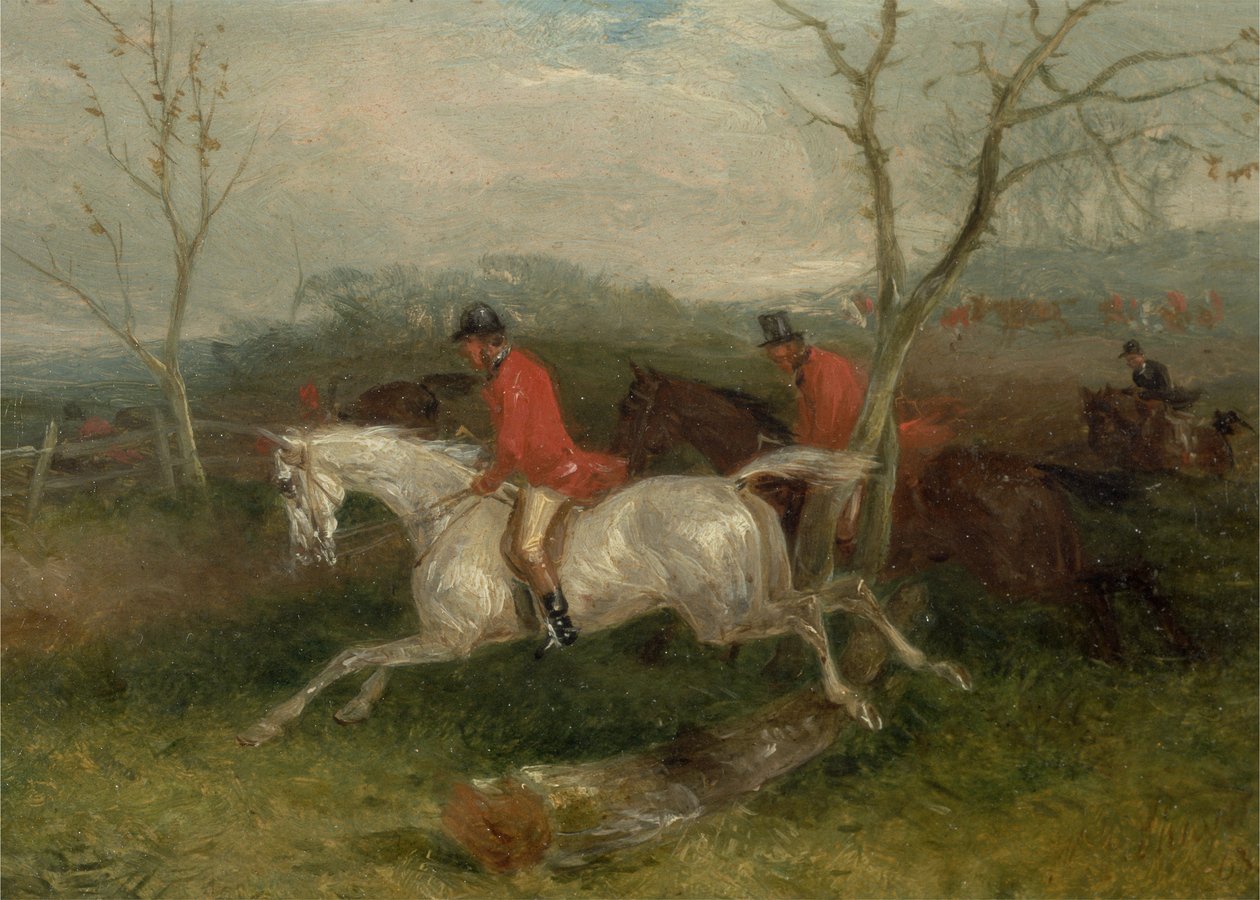Foxhunting: Coming to a Fence (Full Cry) (olej na millboard) od William Joseph Shayer